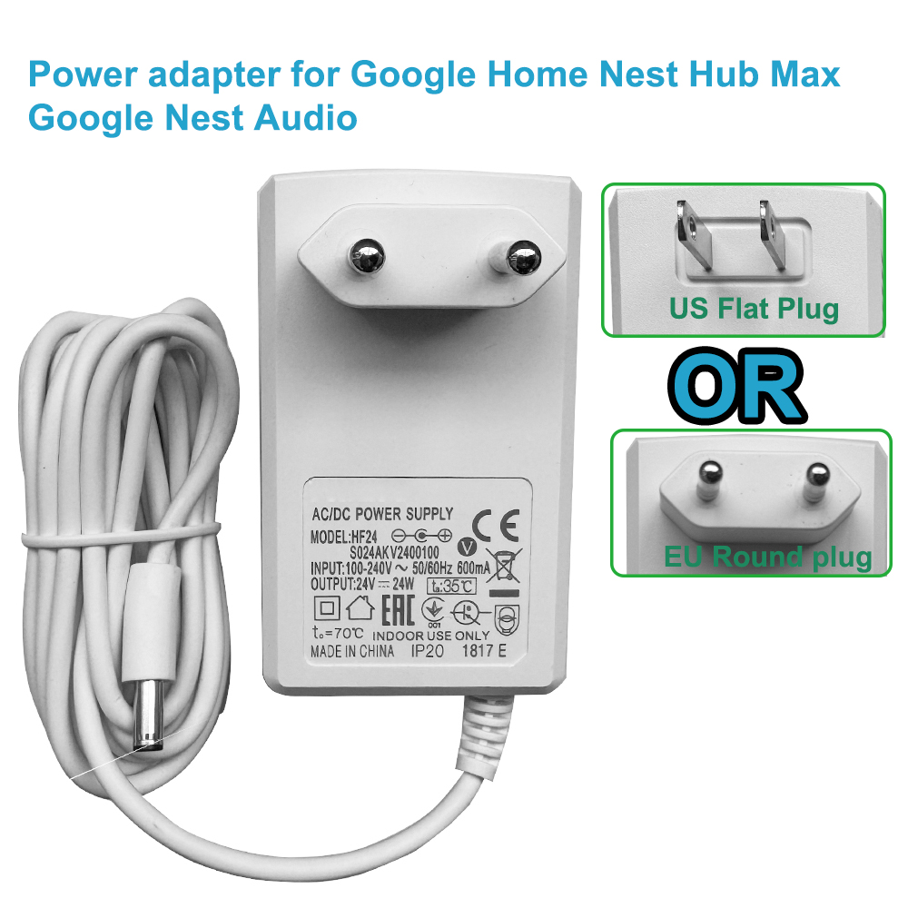 Google Speaker Nest Audio - Adaptor Catu Daya 24V untuk Google